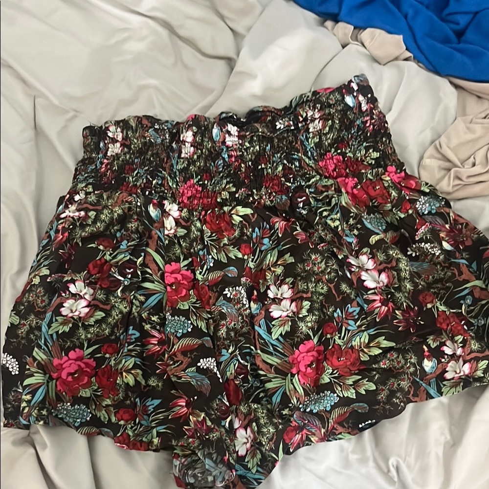 Anthropologie High Waist Black and Red Shorts